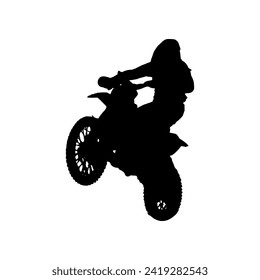 Motocross silhouette vector, suitable for various designs related to the sport of motocross, and can also be used in general designs that include themes of speed, adventure or exploration.