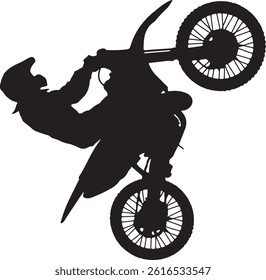 Motocross silhouette vector, suitable for various designs related to the sport of motocross, and can also be used in general designs that include themes of speed, adventure or exploration.
