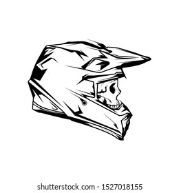 Motocross Skull Helmet Vector Abstract