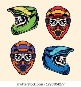 Motocross skull helmet vector illustration