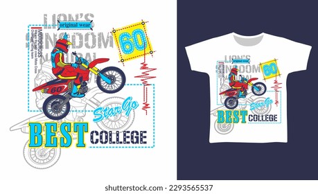 motocross sport championship, T-shirt vector illustration