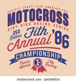 Motocross sport typography, t-shirt graphics, vectors