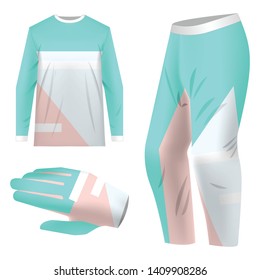 Motocross sportswear kit design. Total look sportswear design for competitions, promo, racing, gaming. Templates jersey for mountain biking, downhill. Sublimation print. Vector illustration.