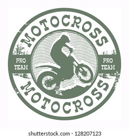 Motocross stamp, vector illustration