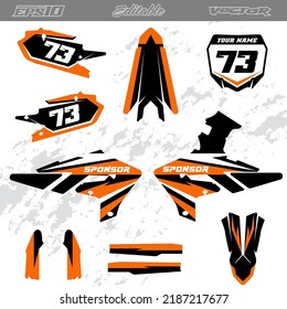 Vector de plantilla de conjunto de stickers de motocross