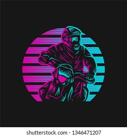 Motocross Sunset Retro Vector illustration