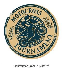 Motocross Tournament stamp, vector illustration