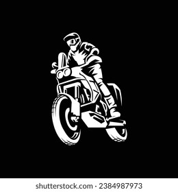 Motocross Trail Adventure Bike Vector Art Isolated in Black Background. Best for Automotive Tshirt Design