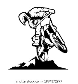 Motocross vector illustration, Perfect for adventure logo or t shirt design, outdoor nature lovers