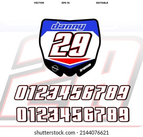 Motocross vector racing number decals