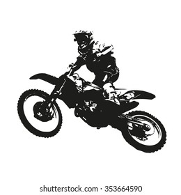Motocross. Vector silhouette of a motorcycle racer