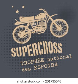 Motocross vintage background, vector illustration