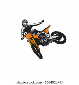 Motocross who jump doing a freestyle illustration design vector