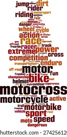 Motocross word cloud concept. Vector illustration
