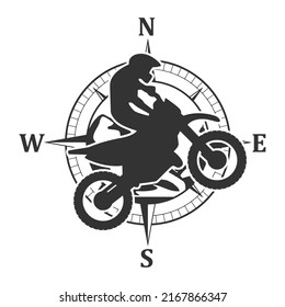 Motoctoss Illustration Clip Art Design Shape. Compass Silhouette Icon Vector.