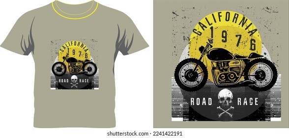 Motocycle grunge t shirt graphic design vector illustration 