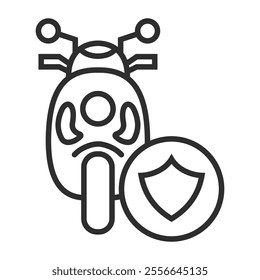 Motocycle icon, Insurance symbol outline icon, editable vector illustration and transparent graphic element. Isolated on white background