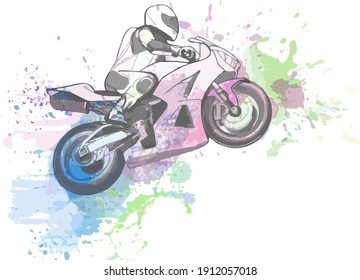 a motocycle on colorful background