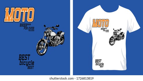 Motocycle Tee Design Print Vector