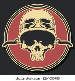 Motocyclist Skull, Helmet and Glasses 
