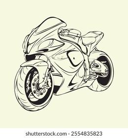 MotoGP superbike line art perfect for racing logos, vector illustrations, and creative design projects.