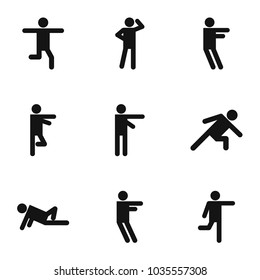 Motor activity icons set. Simple set of 9 motor activity vector icons for web isolated on white background