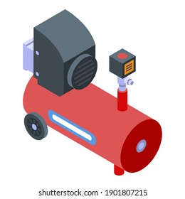 Icono del compresor de aire del motor. Isométrico del icono vectorial del compresor de aire motor para el diseño web aislado en fondo blanco