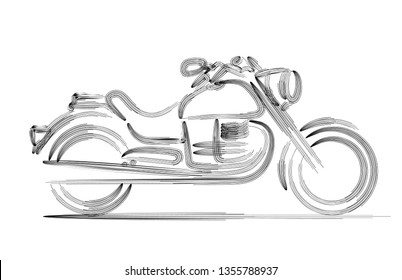 Motor Bike icon vector line art design. Vector illustration.