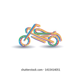 Motor Bike icon vector line art design. 3d Color line art ( RGB ) vector illustration