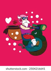 motor bike racer illustration with japanese style background