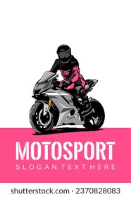 Motor Bike racer urban buiding Logo design Vector