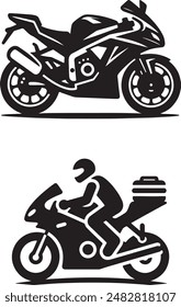 Motor Bike silhouette vector style with white background