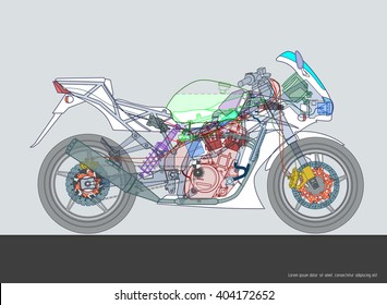 Motor Bike Structure Vector Illustration Eps Stock Vector Royalty Free 404172652