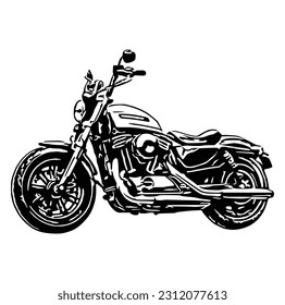 Motor bike vector, Flat biker logo template, monochrome style.