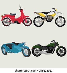 Motor bikes image design set. 