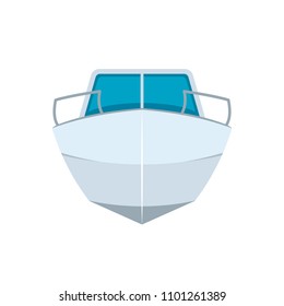 Motor Boat Front View. Clipart Image Isolated On White Background