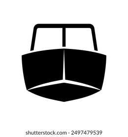 Motor boat front view silhouette icon. Clipart image isolated on white background