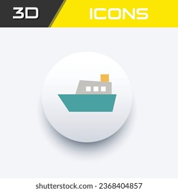 Icono de barco de motor, archivo editable de iconos 3D de negocios