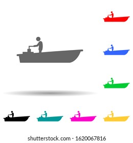 Motor, boat multi color style icon. Simple glyph, flat vector of water transportation icons for ui and ux, website or mobile application