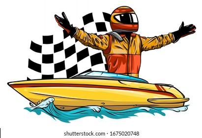 Man In Motor Speed Boat In The Sea. Boat Sports And Leisure. Hand Drawn.  Stickman Cartoon. Doodle Sketch, Vector Graphic Illustration Speed Motor  Boat Royalty Free SVG, Cliparts, Vectors, and Stock Illustration.