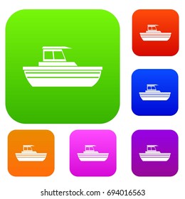 Motor boat set icon in different colors isolated vector illustration. Premium collection
