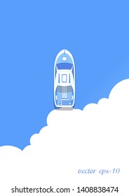 Motor boat  .Summer vacation .Sea Ocean Vector .Advertising banner for holiday travel and vacations.