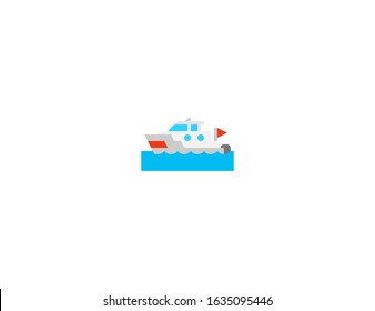 Motor boat vector flat icon. Isolated ferry boat emoji illustration 