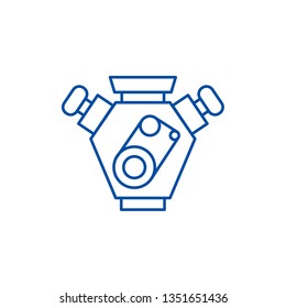 Motor cars line icon concept. Motor cars flat  vector symbol, sign, outline illustration.