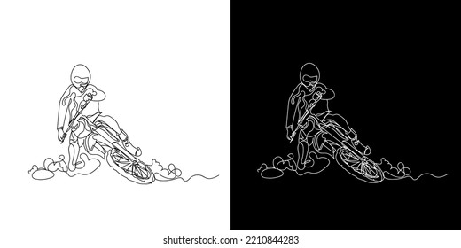 motor cross continuous line. motocross line drawing.