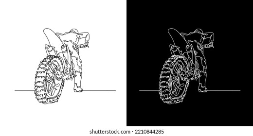 motor cross continuous line. motocross line drawing.single line vector illustration