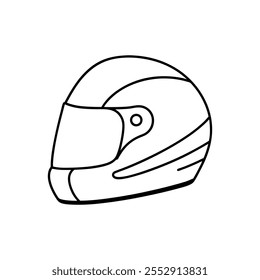 Ilustración vectorial de la parte de la línea del casco de la motocicleta sobre fondo blanco.