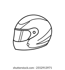 parte da linha do capacete do motociclo Ilustração do vetor no fundo branco.