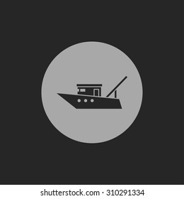 Motor fishing boat icon or sign, vector icon