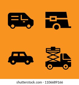 motor, future, motorhome and caravan icons set. Vector illustration for web and design